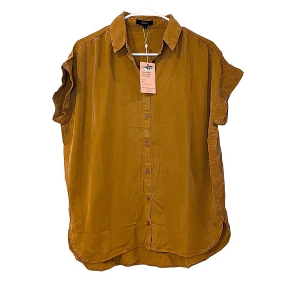 Quince Tops - Quince Women's Vintage Wash Tencel Camp Shirt Terracotta Rust Button Front S NEW
